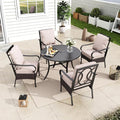 MFSTUDIO 5 Piece Outdoor Dining Set, Heavy Duty Patio Dining Furniture Metal by MFSTUDIO