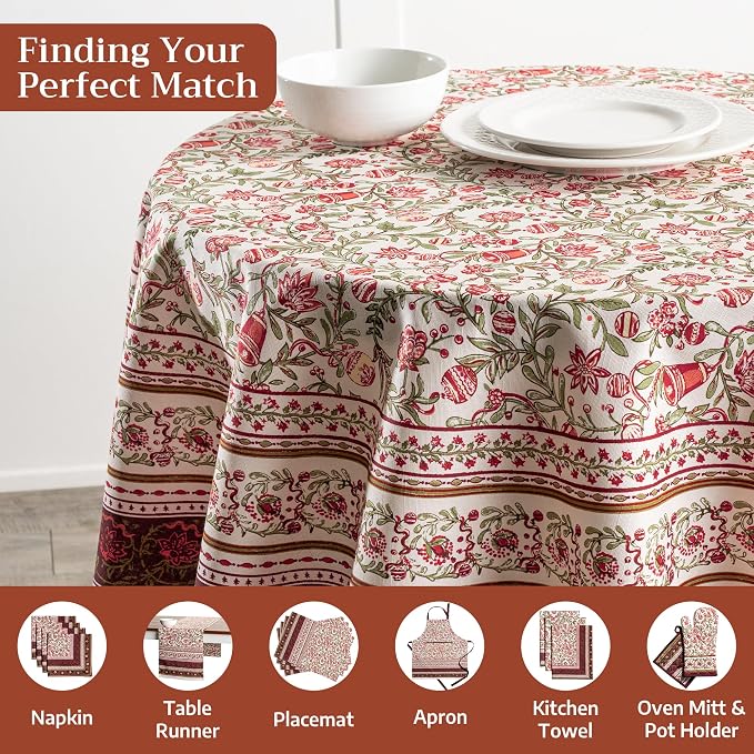 Maison d' Hermine Table Cloth Round Table 100% Cotton 69 Inches Fall Tablecloth - Image 4