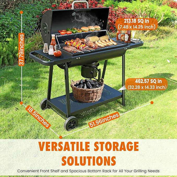 Realcook BBQ Barrel Charcoal Grill: Spacious Premium Outdoor Barbecue Grills - Image 6
