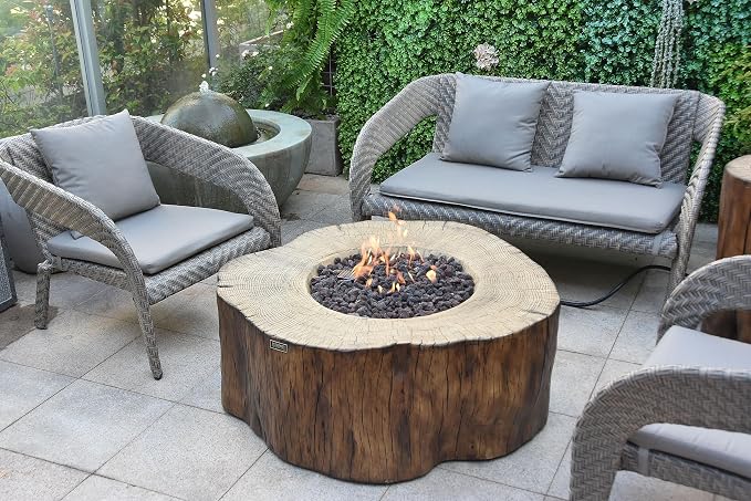 Elementi | Manchester Gas Fire Pit Cast Concrete Semi-Round Fire Table - Image 9