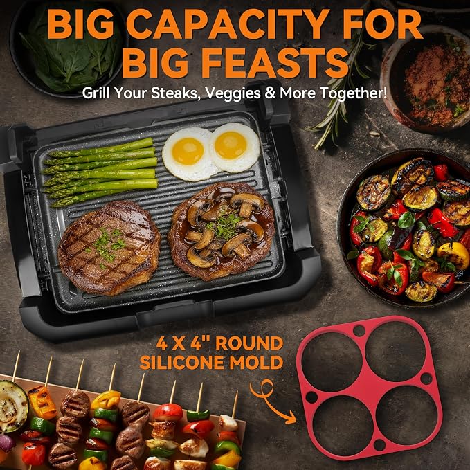 Baker’s Friend Indoor Searing Grill & Griddle, Electric Griddle - Image 4