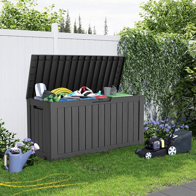 75 Gallon Large Deck Box, Resin Outdoor Storage Box - Image 7