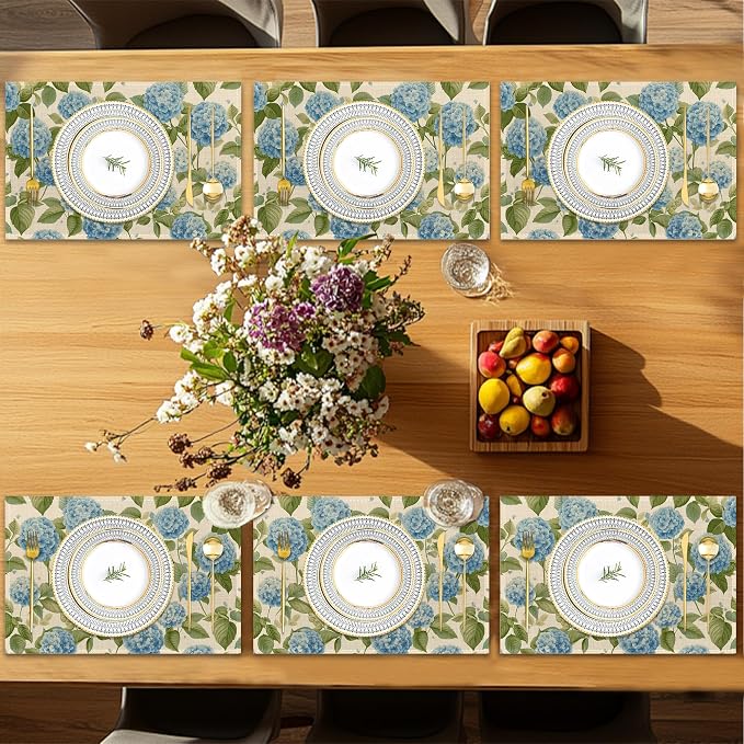 Placemats12x18 Inch, Vintage Floral Kitchen Dining Coffee Table Mats Set of 6 - Image 7