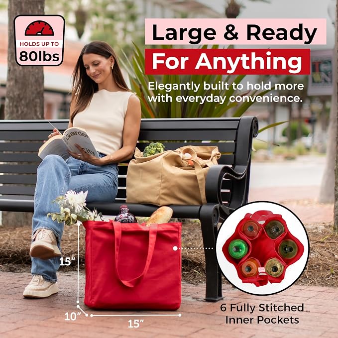 VeraMia Canvas Grocery Bag 3pc XL Set - Image 4