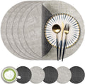 13-Inch Faux Leather Round Placemats Set of 6, Waterproof Anti-Slip Dual Sided by Fyvva