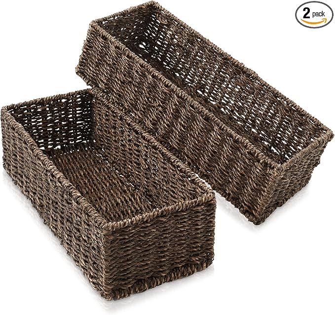 Casafield Set of 2 Bathroom Storage Baskets, Espresso by Casafield
