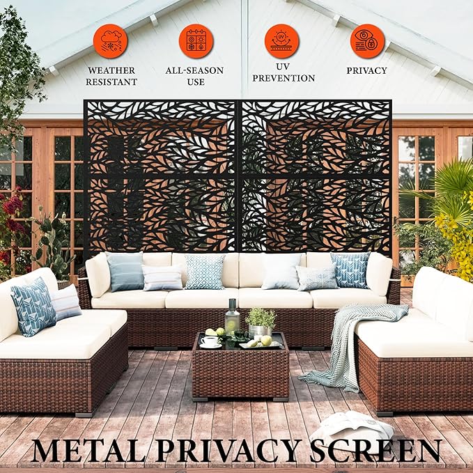 GarveeLife Metal Privacy Screen 72" h x 47" w, Outdoor Privacy Screens and - Image 4