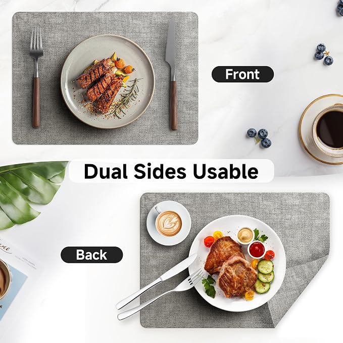 Faux Leather Vinyl Placemats Set of 6 Wipeable Heat Resistant Place Mats 100% - Image 6