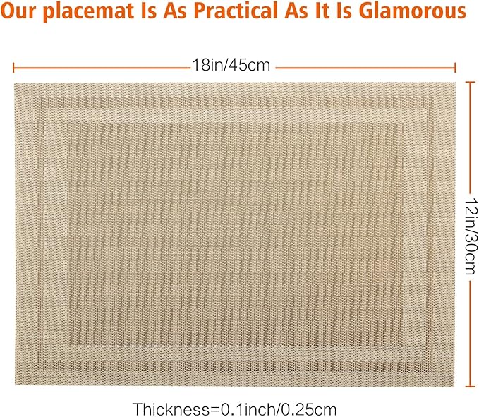 Placemats Set of 12, Heat and Stain Resistant Indoor/Outdoor Place mats - Image 3