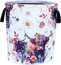 Highland Cow Laundry Basket Cow Animal Foldable Oxford Cloth Funny Tote Bag by NUTAINLA