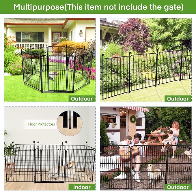 Doorless 54in Garden Fence Animal Barrier, 8 Panels Total 17.7 Ft Outdoor Dog - Image 4