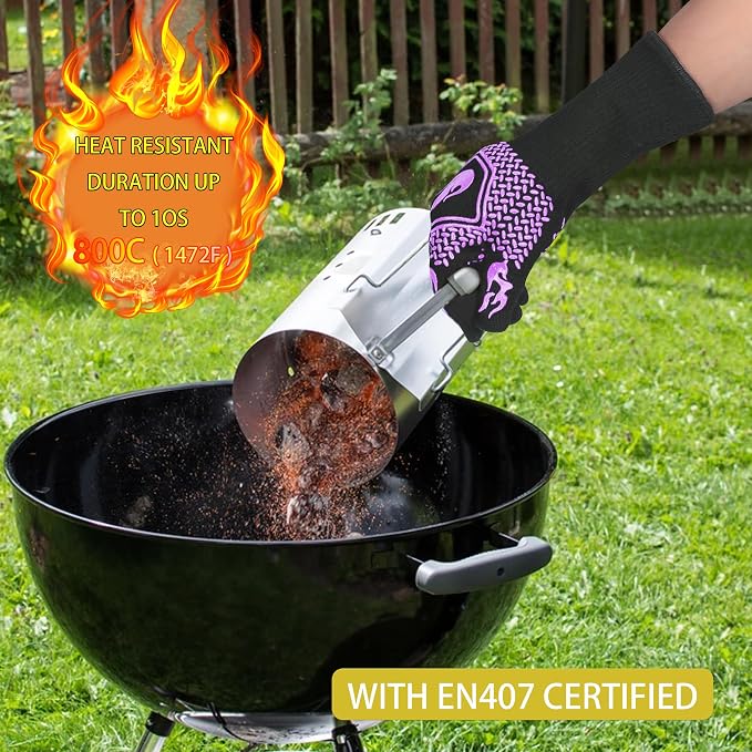 BBQ Fireproof Gloves, Grill Cut-Resistant Gloves 1472°F Heat Resistant Gloves - Image 4