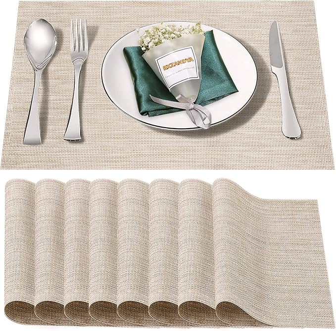 Placemats Set of 8, Heat and Stain Resistant Indoor/Outdoor Place mats by BxzanDya-LifeSmartMaker