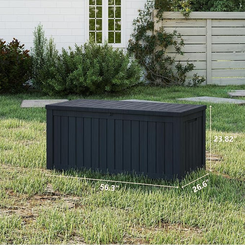 150 Gallon Resin Deck Box, Waterproof Outdoor Storage Box, Lockable - Image 2