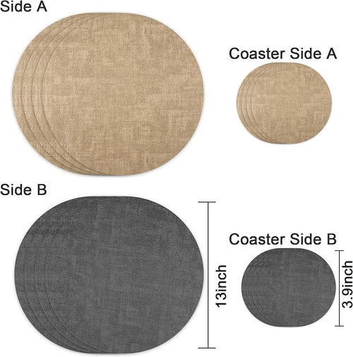 13-Inch Faux Leather Round Placemats Set of 4, Waterproof Anti-Slip Dual Sided - Image 2