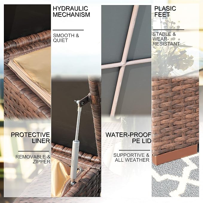 Super Patio Wicker Outdoor Patio Storage Box Waterproof, Rattan Storage Bin - Image 4