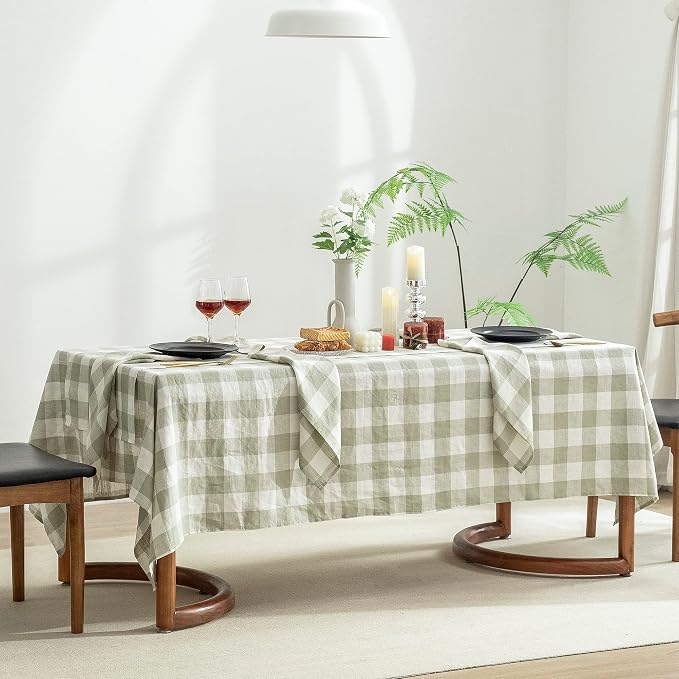 EVERLY 100% Yarn-Dyed Linen Rectangle Tablecloths 60x144Inches - Image 5