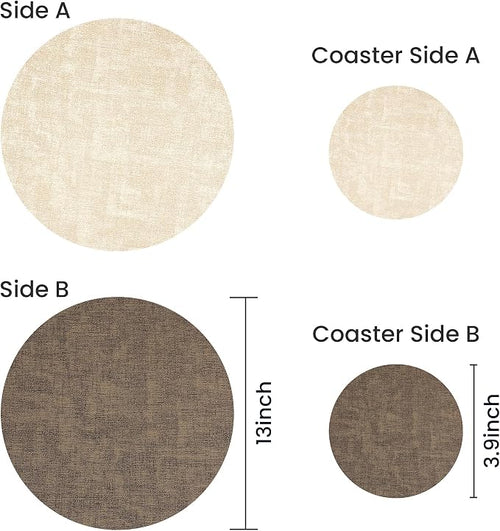 13-Inch Faux Leather Round Placemats Set of 12, Waterproof Anti-Slip Dual Sided - Image 2