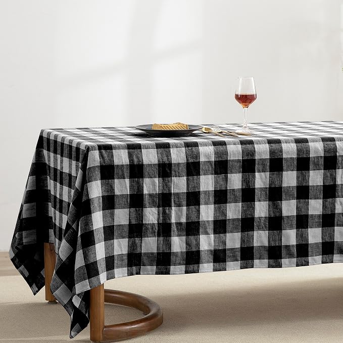 EVERLY 100% Yarn-Dyed Linen Rectangle Tablecloths 60x108Inches - Image 2