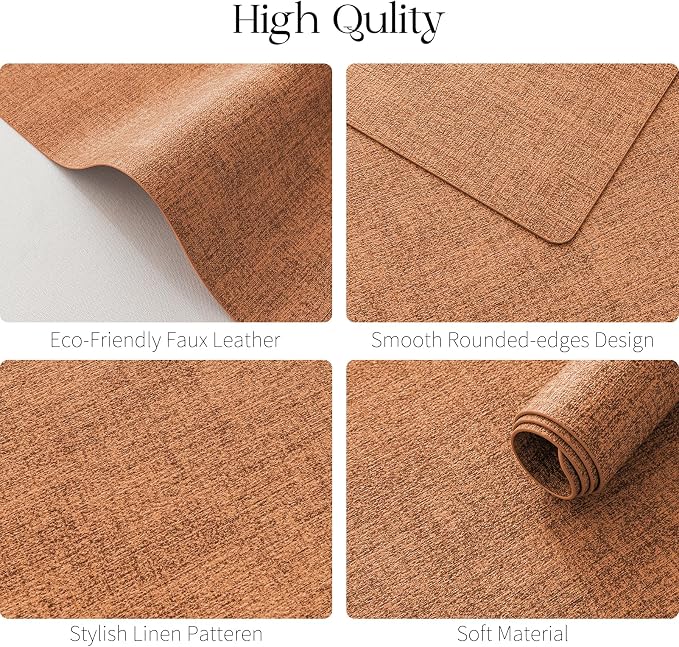 MOSAYT Faux Leather Placemats Set of 6, Heat Resistant Wipeable Washable Vinyl - Image 5