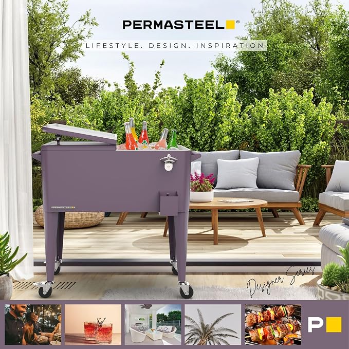 Permasteel 80 Quart Party Cooler, Rolling Ice Chest - Image 12