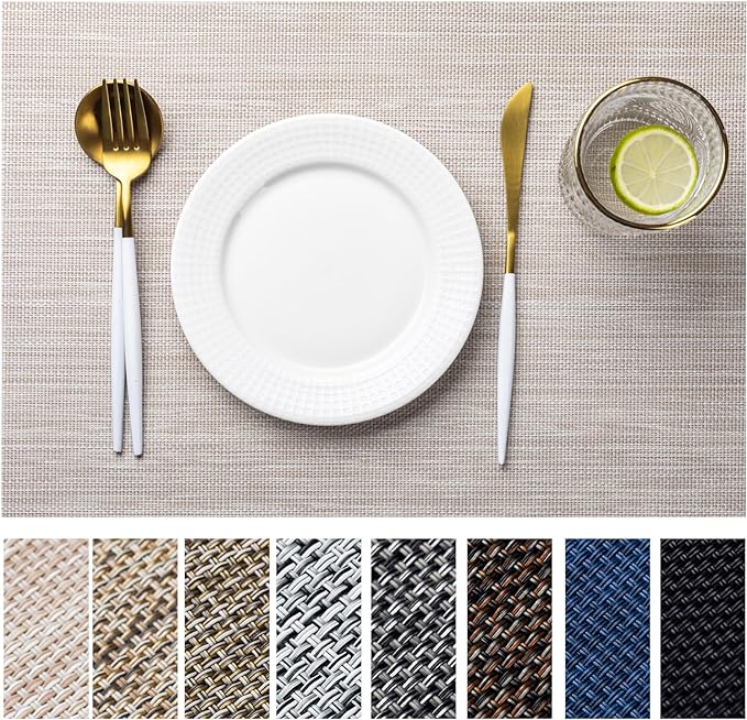 LEXMORE Placemats Set of 8 Vinyl/Plastic Woven Place Mats by lexmore