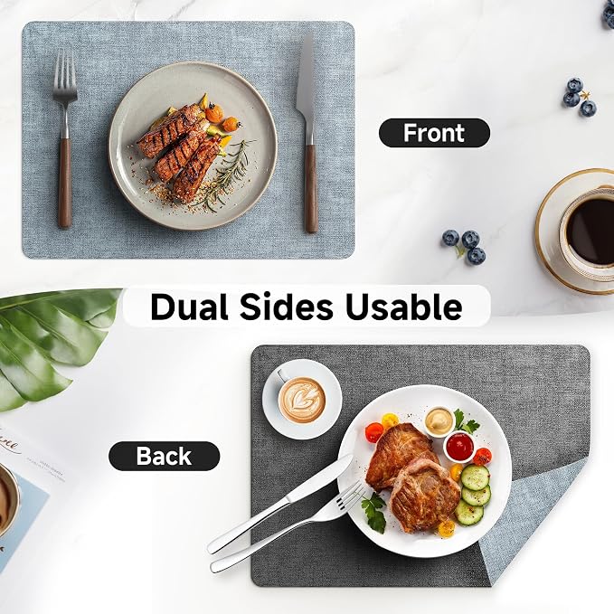 Faux Leather Vinyl Placemats Set of 4 Wipeable Heat Resistant Place Mats 100% - Image 6