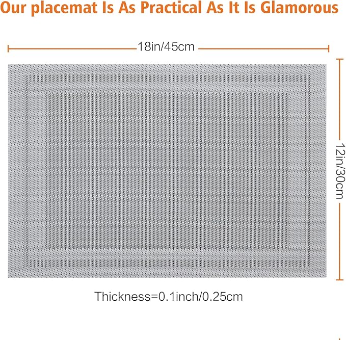 Placemats Set of 12, Heat and Stain Resistant Indoor/Outdoor Place mats - Image 3