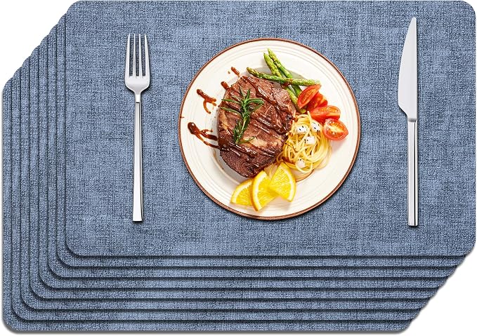 Maxpearl Set of 8 Faux Leather Table Placemats – Heat Resistant, Waterproof by Maxpearl