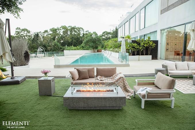Elementi | Bundle Hampton Gas Fire Pit Cast Concrete 56" Rectangular Fire Table - Image 3