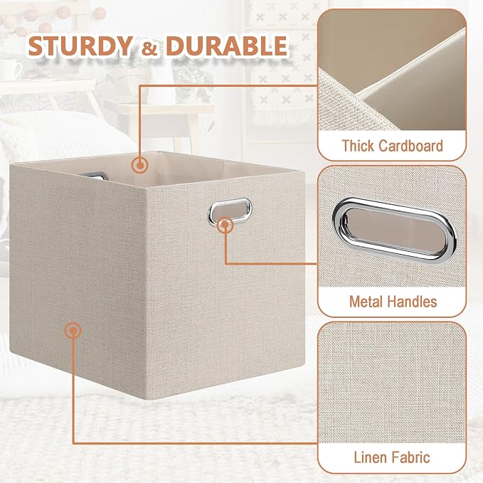 Posprica 13x15x13in Collapsible Storage Bins, Fabric Foldable Cube Storage Boxes - Image 6