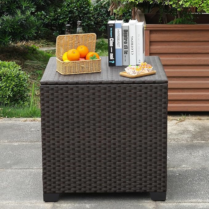 Rattaner 80 Gallon Wicker Outdoor Storage Box Square Patio Storage Bin - Image 2