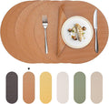 Round Faux Leather Placemats Set of 4 – 13 Inch Vinyl Table Mats, Heat Resistant by PROMATTOO