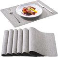 FOCUSLINE Faux Leather Placemats Set of 6, Light Grey Table Place Mats by FOCUSLINE