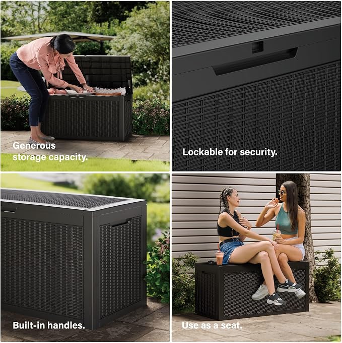 100 Gallon Resin Deck Box, Waterproof Outdoor Storage Box - Image 8