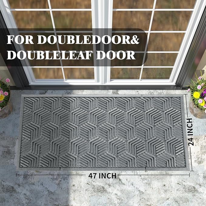 Yimobra Large Door Mat 47x24, All-Season Waterproof Outdoor Mats - Image 2