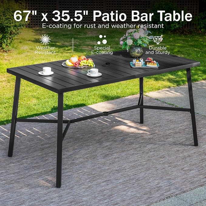 PHI VILLA Outdoor Bar Table, Patio Counter Height Pub Dining Table - Image 6