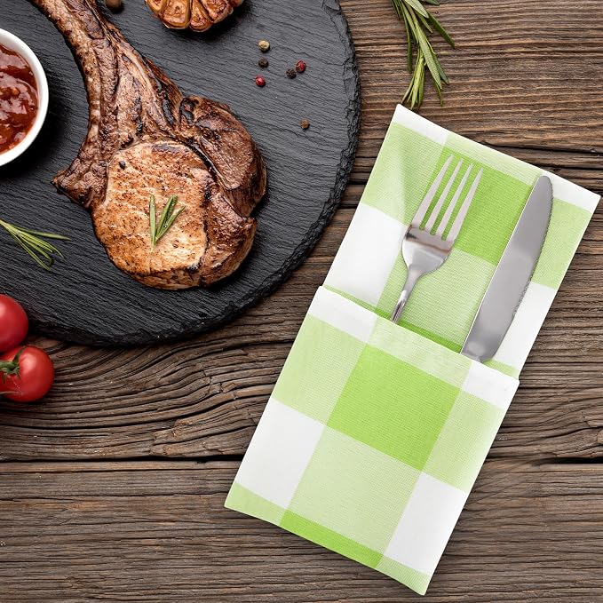 Buffalo Plaid Table Napkins Set of 100 Checkered Cloth Napkins 17x17 inch - Image 6