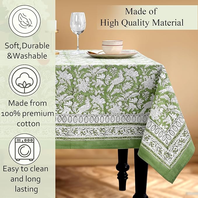 CPC Tablecloth 100% Cotton 60x90 Inch Indian Block Print Rectangle Table Cover - Image 7