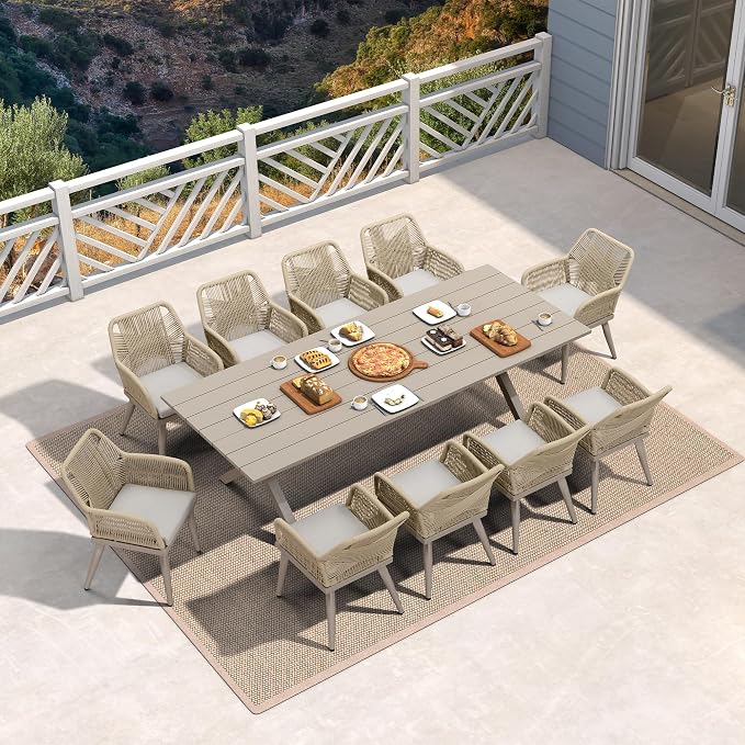 PURPLE LEAF 11 Pieces Outdoor Dining Set All-Weather PE Rattan Outdoor Patio by PURPLELEAF
