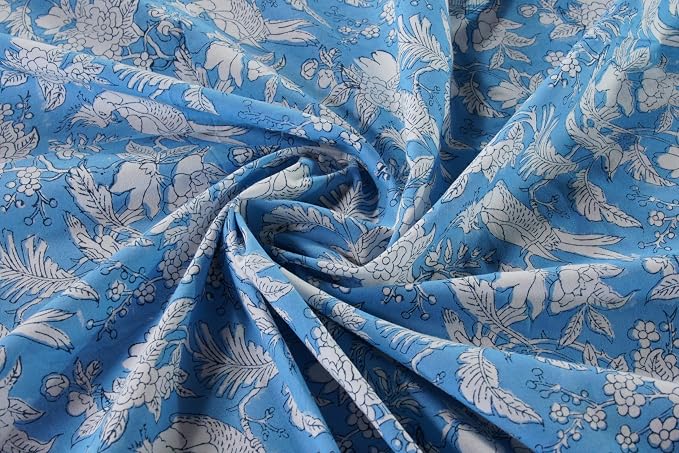 CPC Blue Sapphire 80X120 Inch Rectangle Tablecloth Cotton Indian Block Print - Image 6
