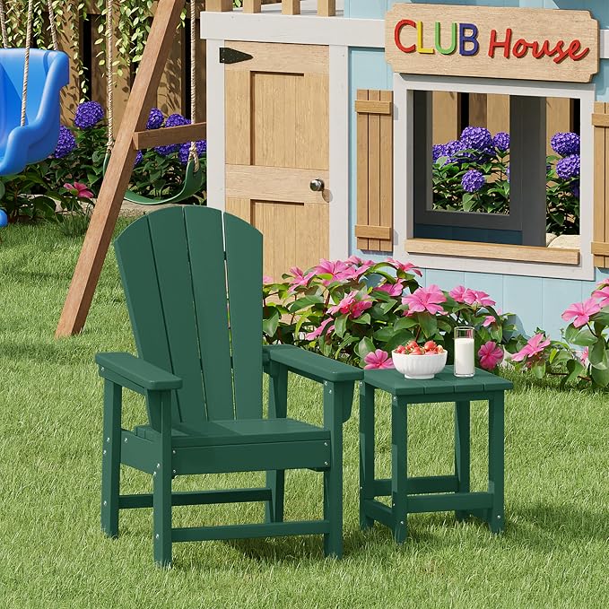 Costaelm Kids Outdoor Side Table, Small Patio HDPE Adirondack Square Table - Image 3