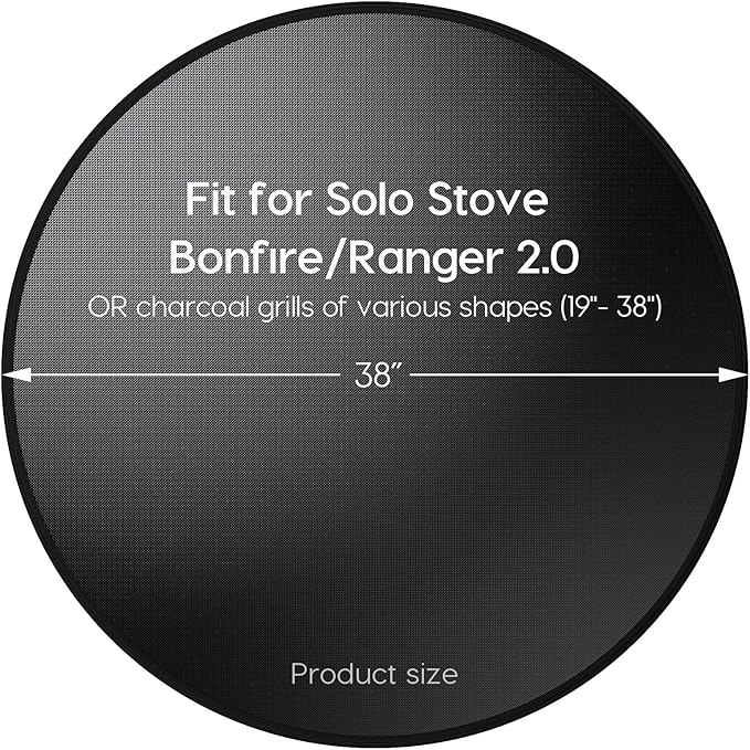 Grill Pad Floor Mat, 38 Inch Round Fiberglass Heat Shield, Black