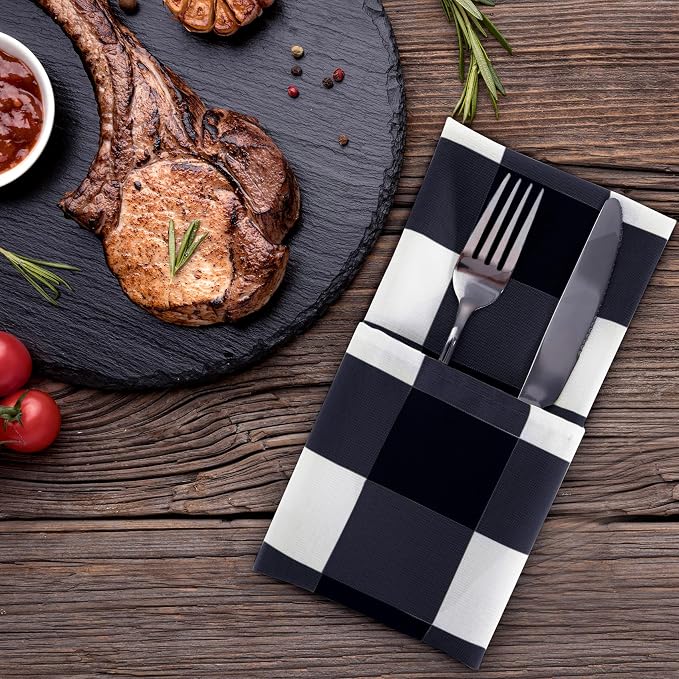 Buffalo Plaid Table Napkins Set of 100 Checkered Cloth Napkins 17x17 inch - Image 6