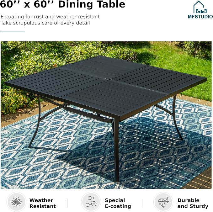 MFSTUDIO Outdoor Dining Set for 8, Patio Dining Set - Image 3