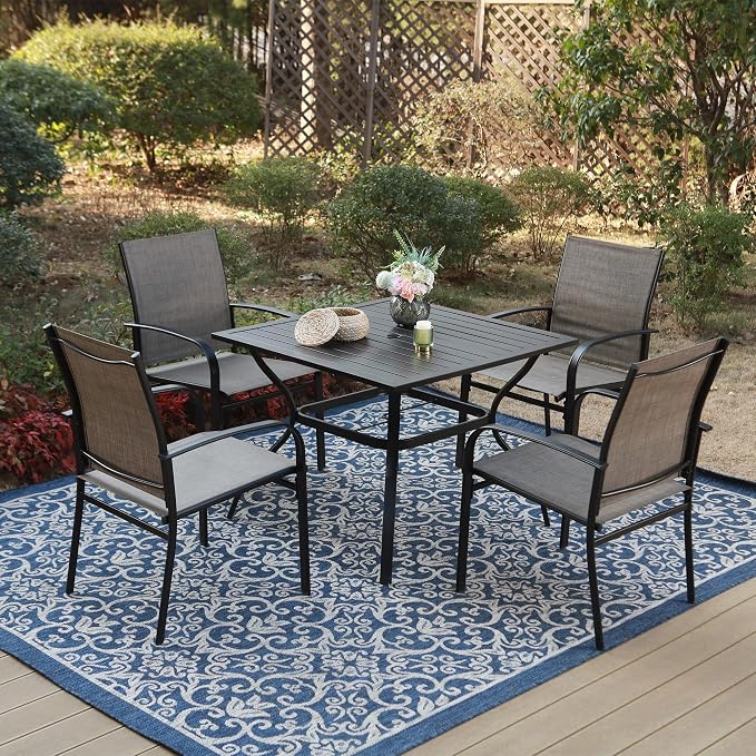Outdoor Patio Square Dining Table, All Weather Wrought Iron Black Outdoor Table - Image 2