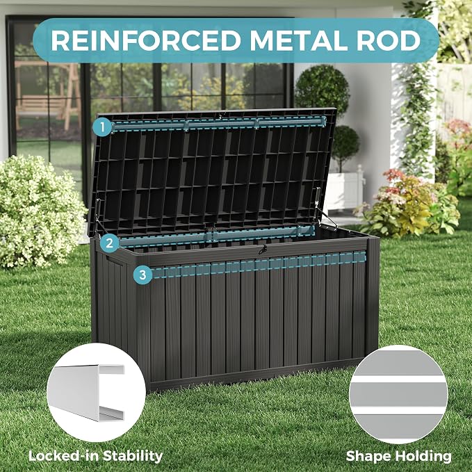 KAMABOKO Outdoor Storage Box, 150 Gallon Large Outdoor Resin Deck Box, Storage - Image 6