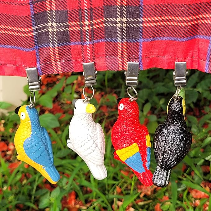 TwoFish Home Set of 4 Colorful Parrot Resin Tablecloth Weights Clips Colorful by TwoFishHomeFashionLLC