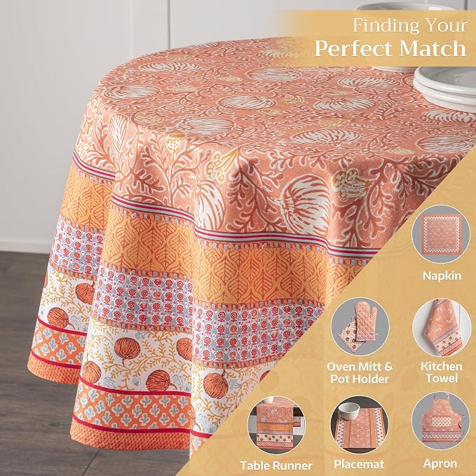 Maison d' Hermine Table Cloth Round Table 100% Cotton 69 Inches Fall Tablecloth - Image 6