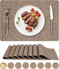 Vinyl Placemats Set of 8, Faux Leather Waterproof and Heat Resistant Place Mats by NCUE